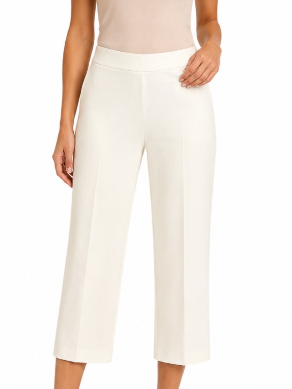J JILL WEAREVER Cream Pull-On Stretch Wide Leg Ponte Pants M NWOT
